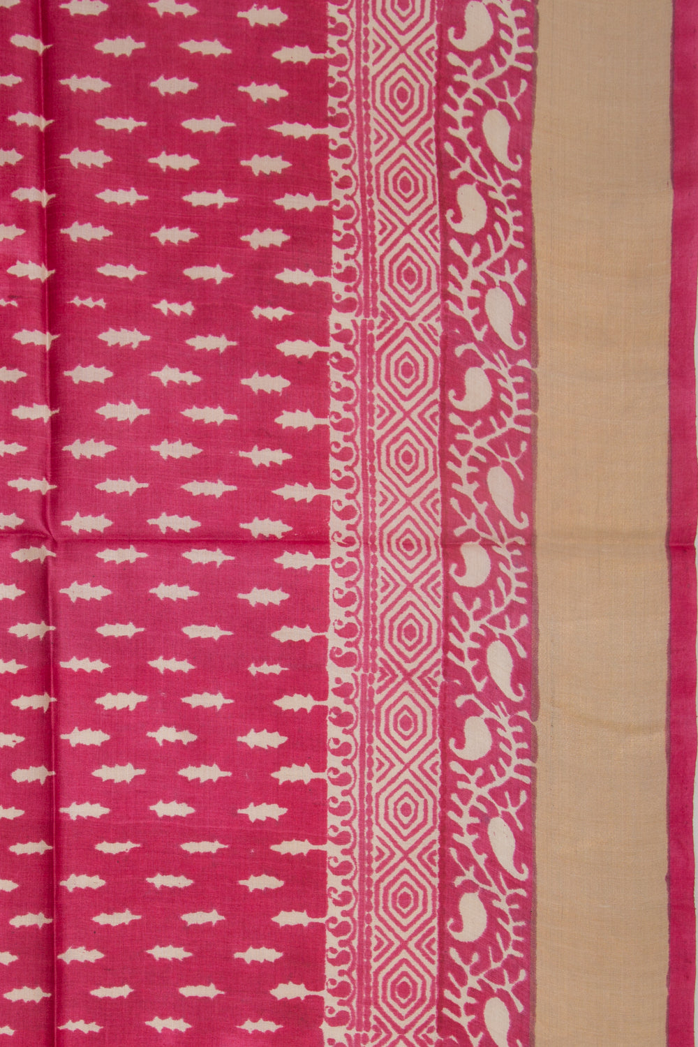 Soft Tussar Printed Pink Saree