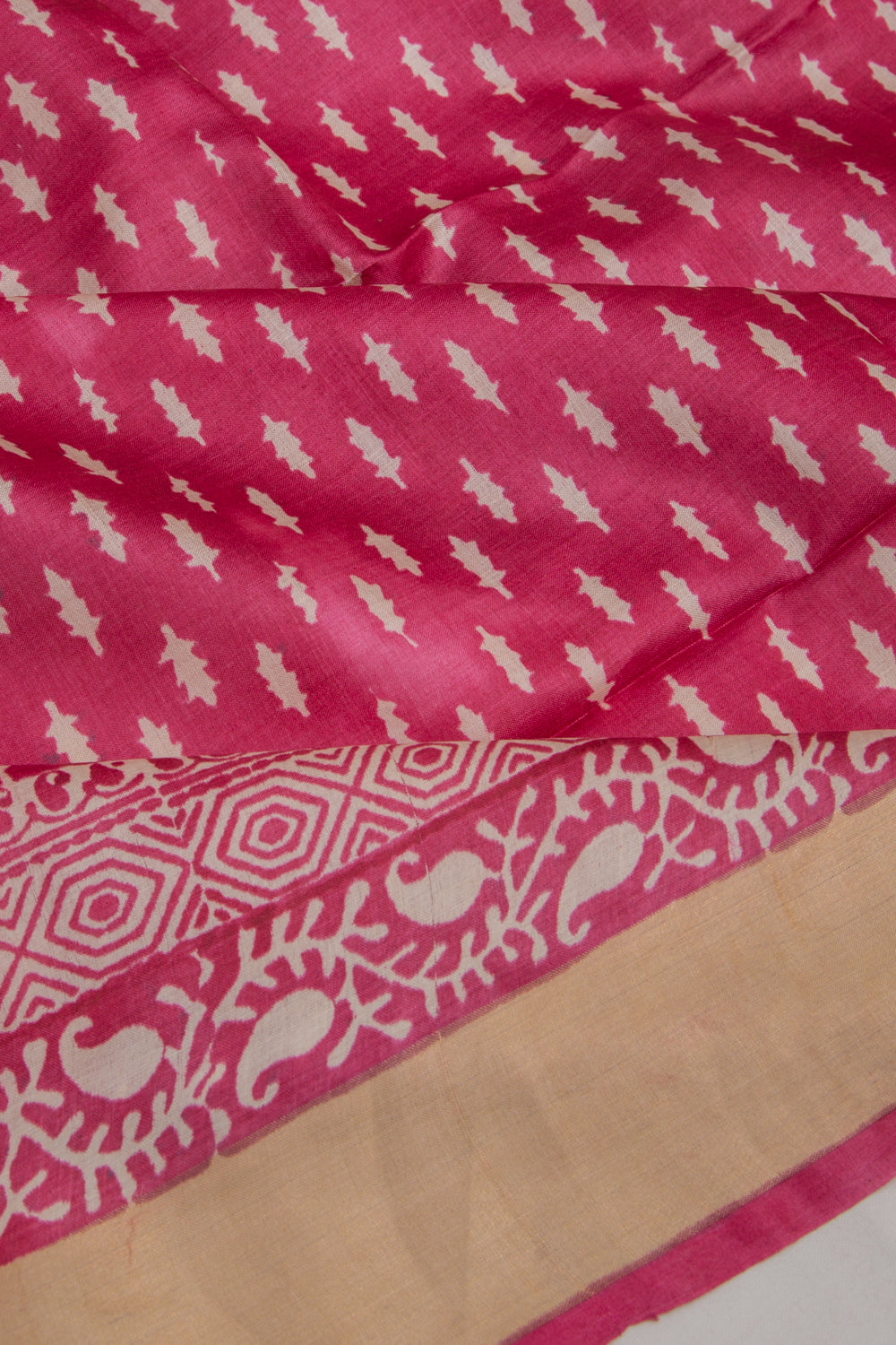 Soft Tussar Printed Pink Saree