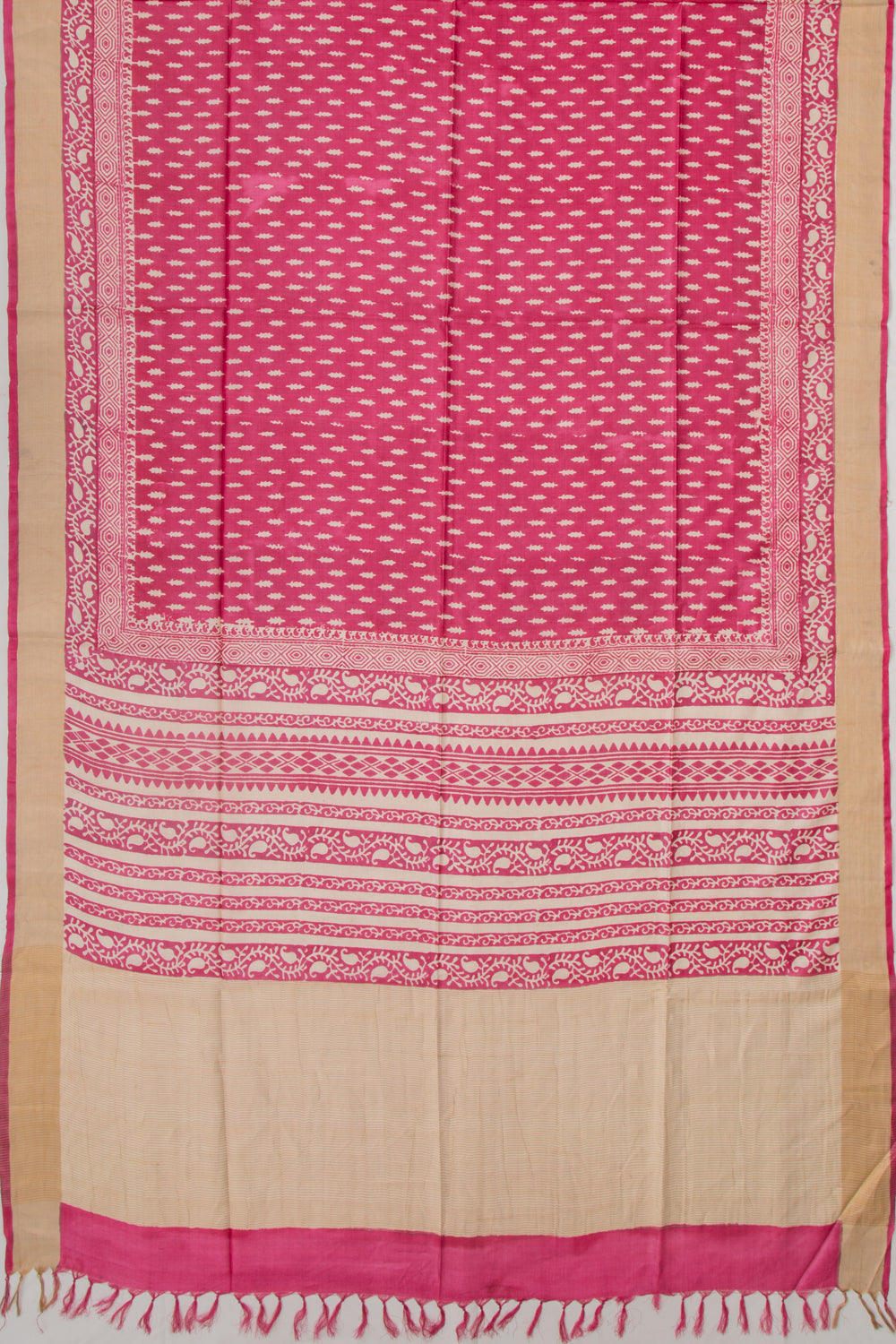 Soft Tussar Printed Pink Saree
