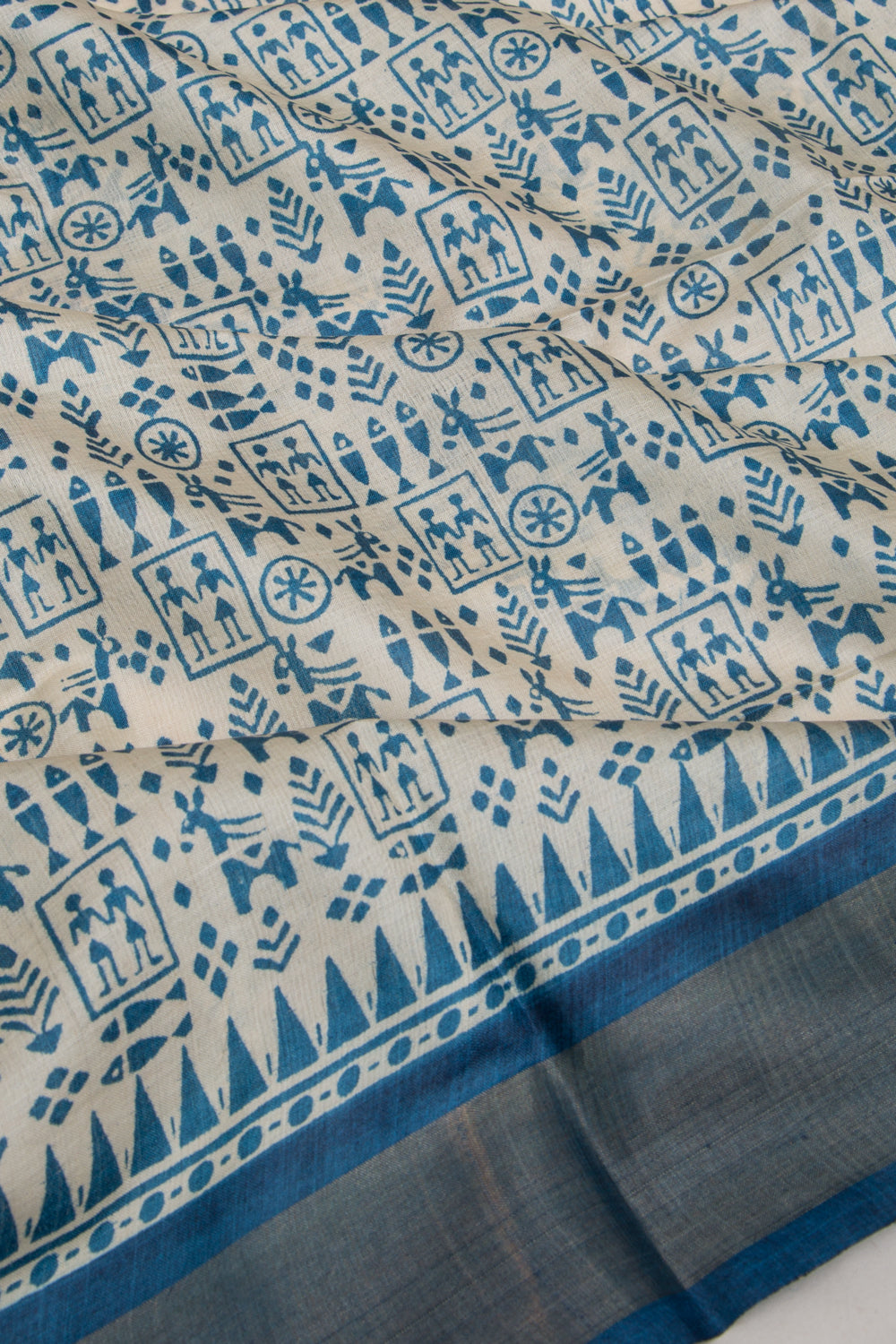 Soft Tussar Printed White Saree