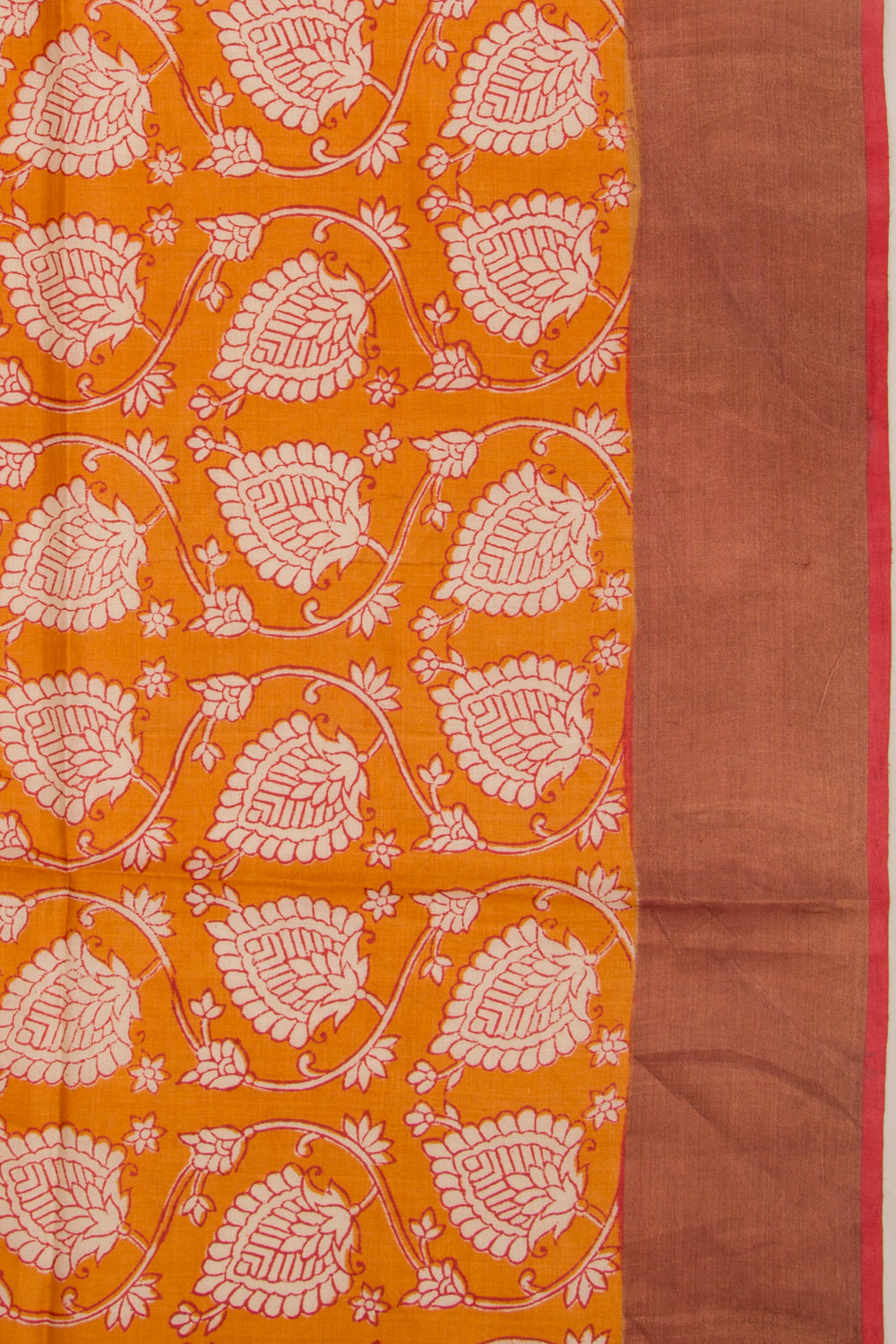 Tussar Floral Printed Mustard Yellow Saree