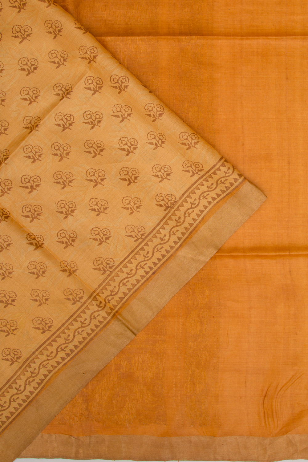Soft Tussar Floral Printed Mustard Yellow Saree