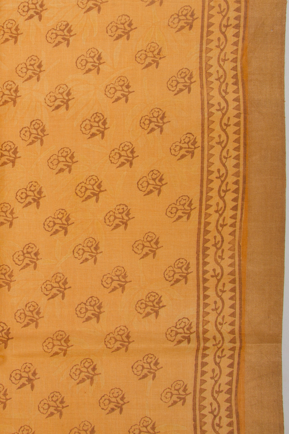 Soft Tussar Floral Printed Mustard Yellow Saree