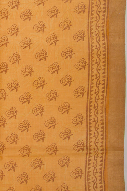 Soft Tussar Floral Printed Mustard Yellow Saree