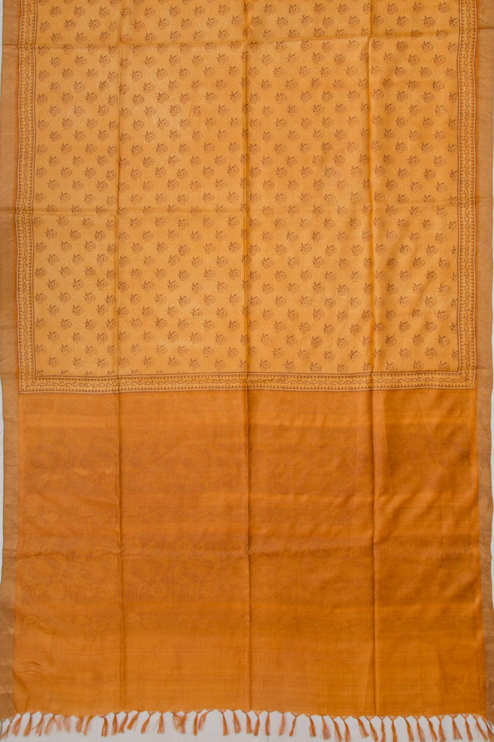 Soft Tussar Floral Printed Mustard Yellow Saree
