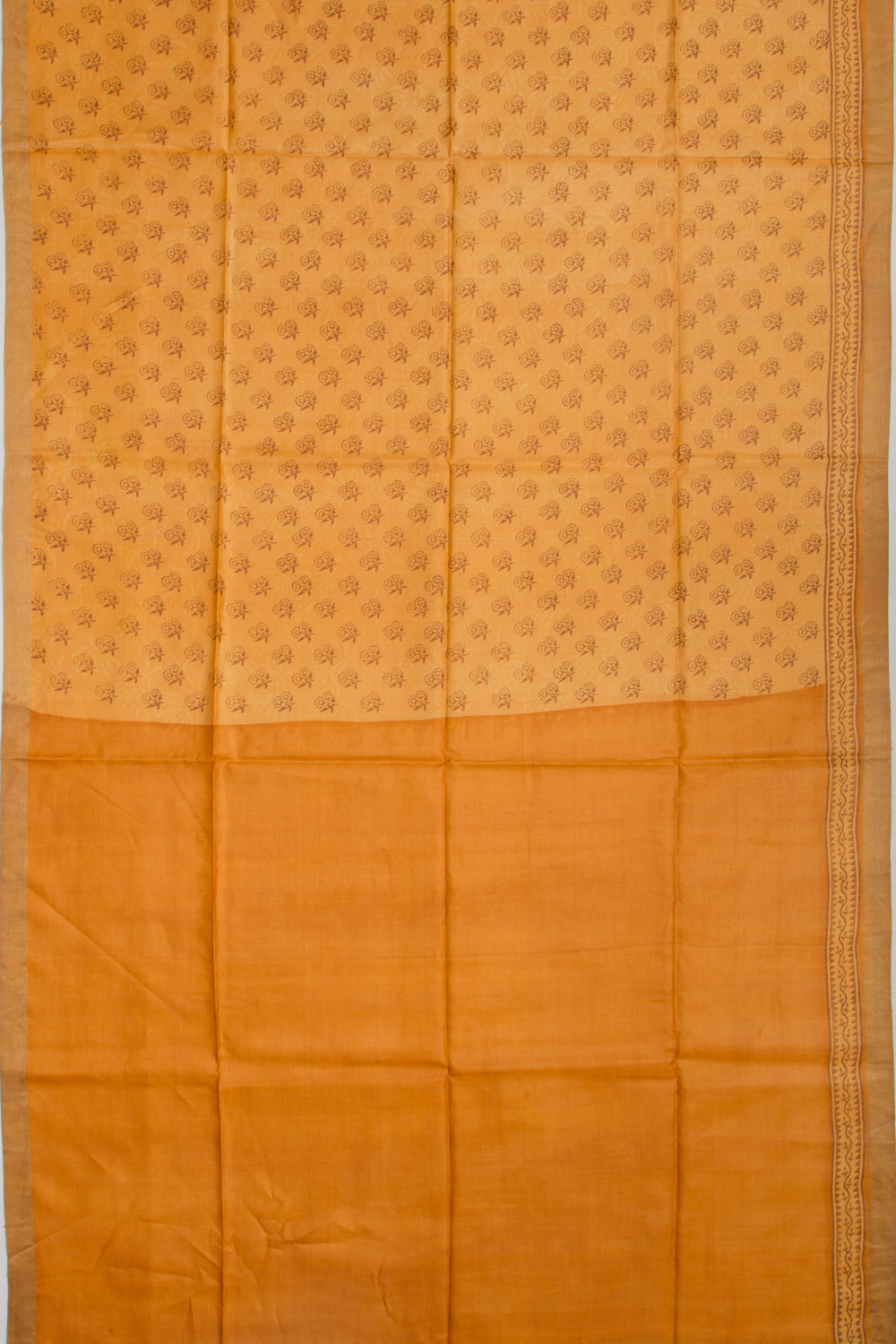 Soft Tussar Floral Printed Mustard Yellow Saree