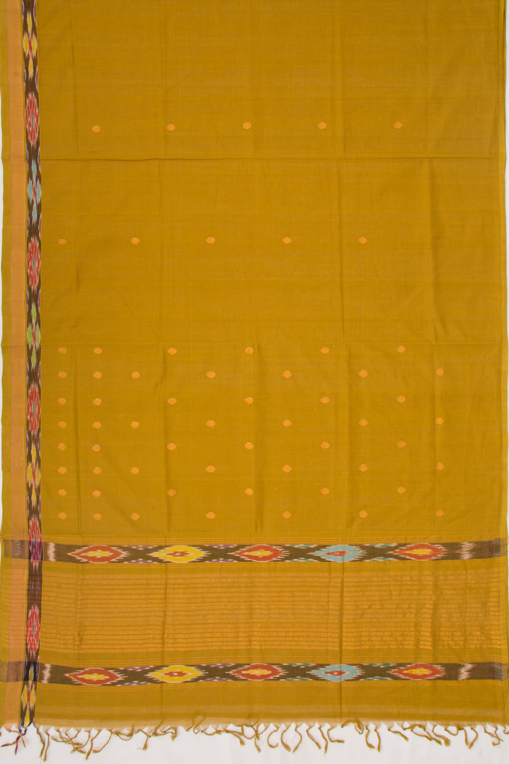 Handspun Cotton Butta Mehendi Green Saree