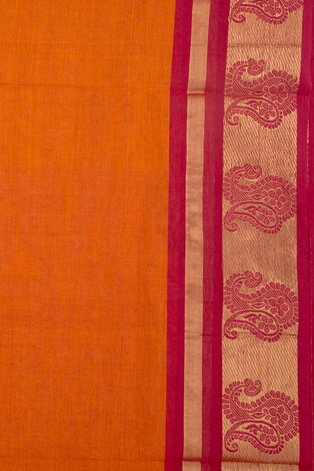Handspun Cotton Plain Orange Saree