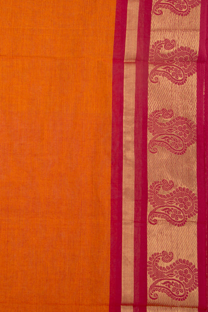 Handspun Cotton Plain Orange Saree
