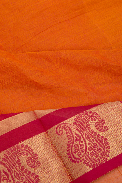 Handspun Cotton Plain Orange Saree