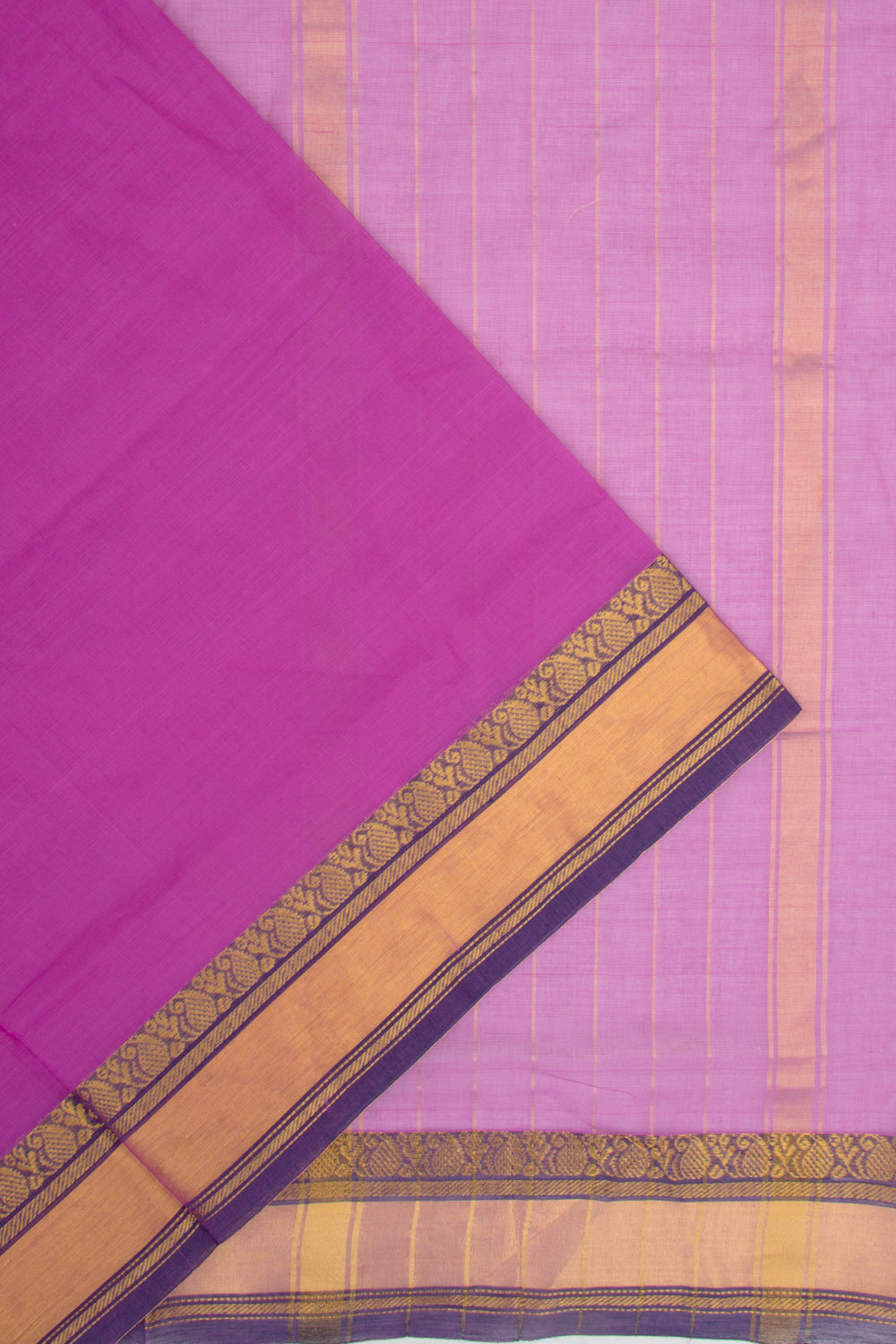 Handspun Cotton Plain Violet Saree
