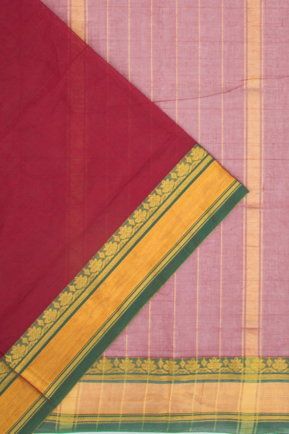 Handspun Cotton Plain Maroon Saree