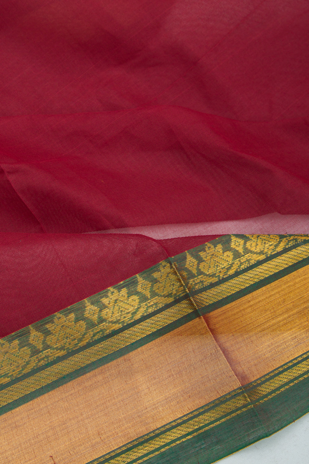 Handspun Cotton Plain Maroon Saree