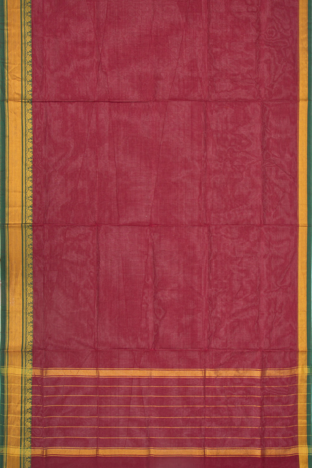 Handspun Cotton Plain Maroon Saree