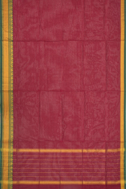 Handspun Cotton Plain Maroon Saree