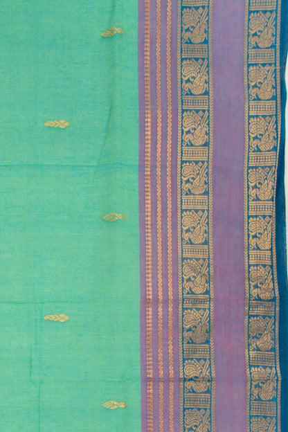 Handspun Cotton Butta Sea Green Saree