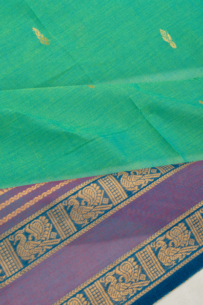 Handspun Cotton Butta Sea Green Saree