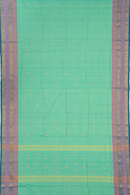 Handspun Cotton Butta Sea Green Saree