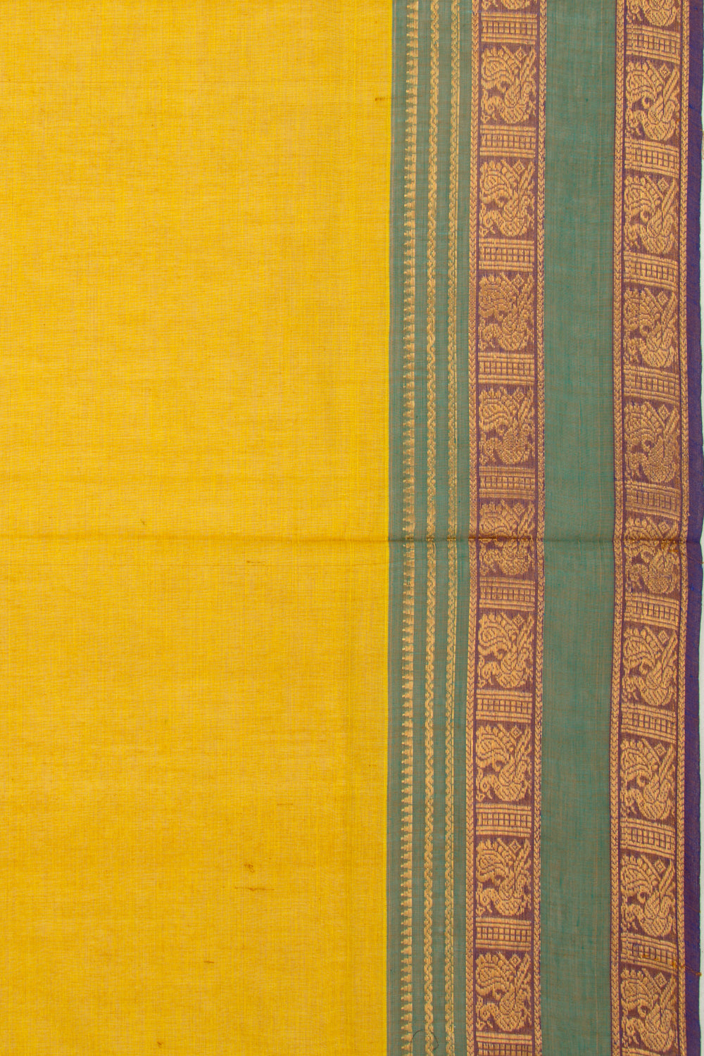 Handspun Cotton Plain Yellow Saree