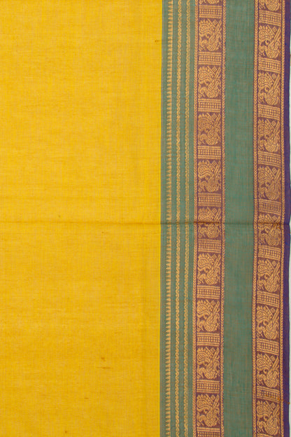 Handspun Cotton Plain Yellow Saree