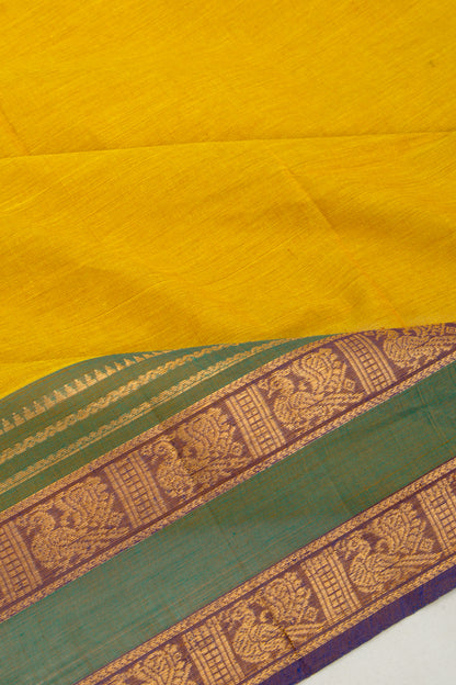 Handspun Cotton Plain Yellow Saree