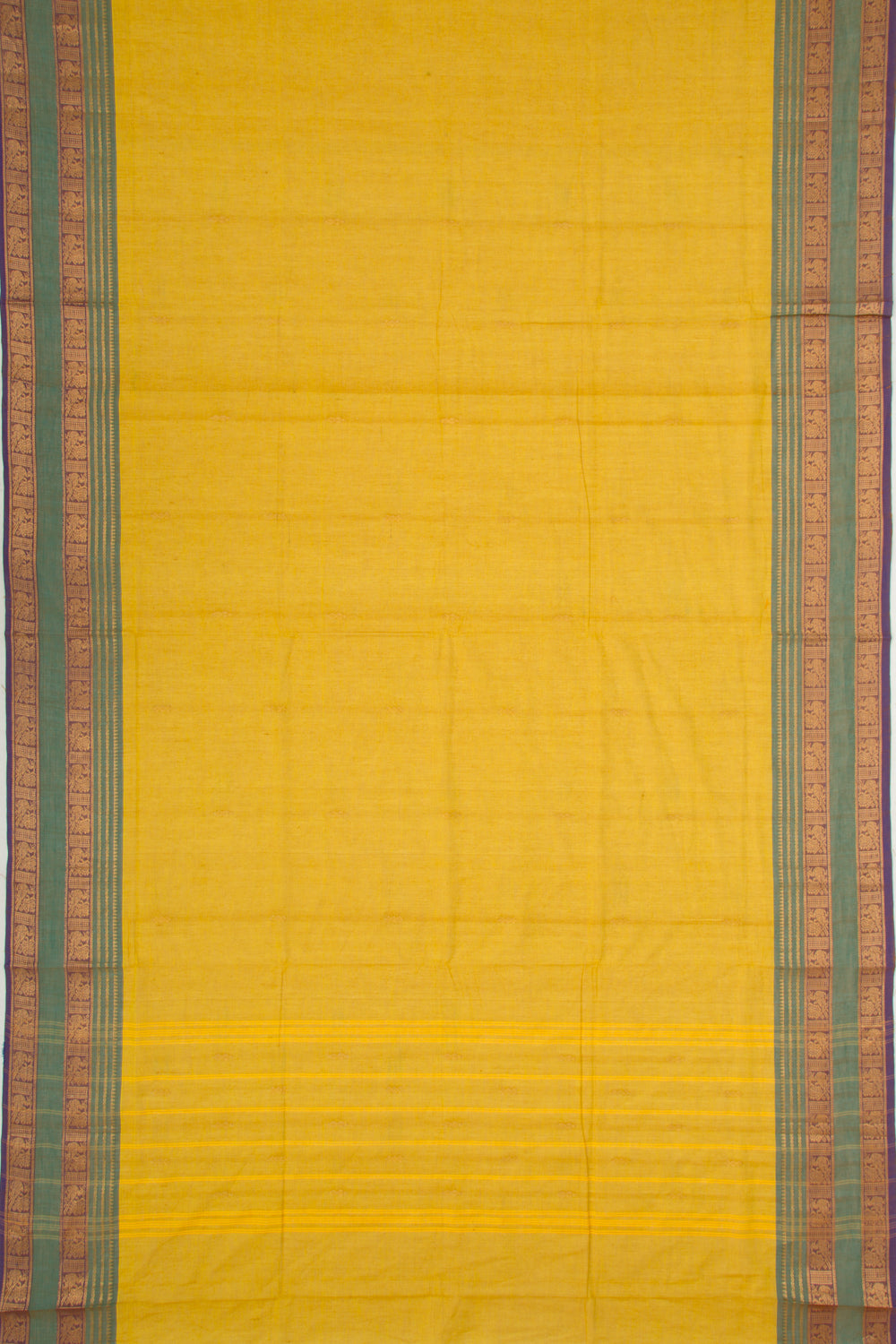 Handspun Cotton Plain Yellow Saree