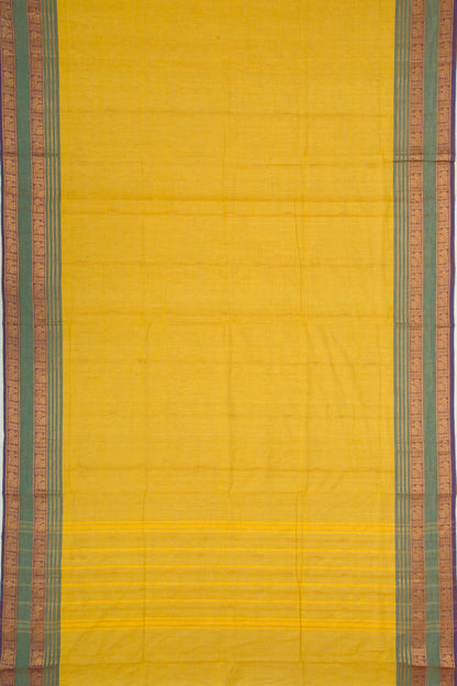 Handspun Cotton Plain Yellow Saree
