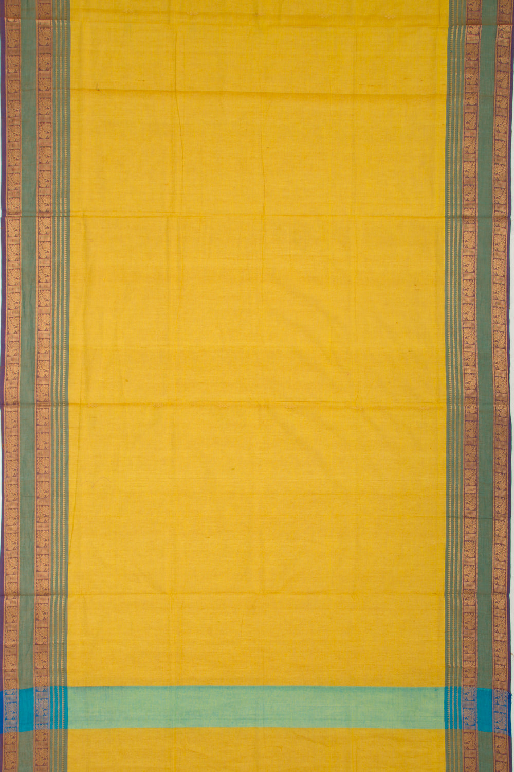 Handspun Cotton Plain Yellow Saree