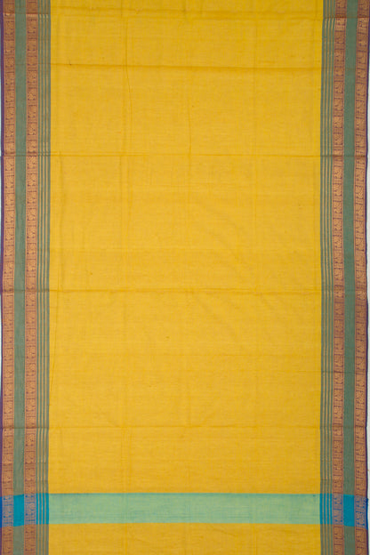 Handspun Cotton Plain Yellow Saree