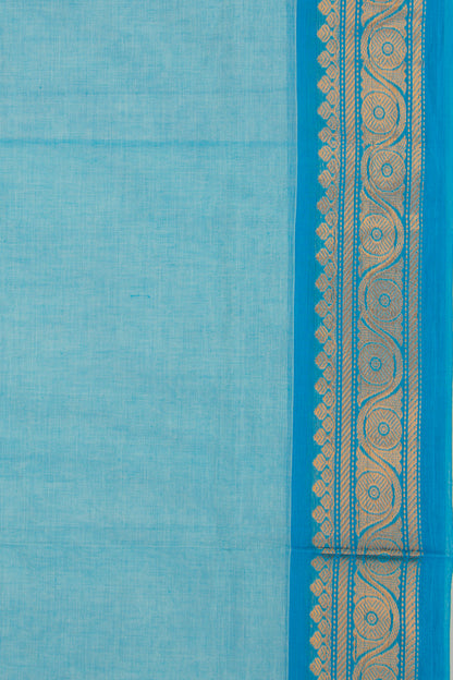 Handspun Cotton Plain Blue Saree