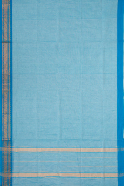 Handspun Cotton Plain Blue Saree