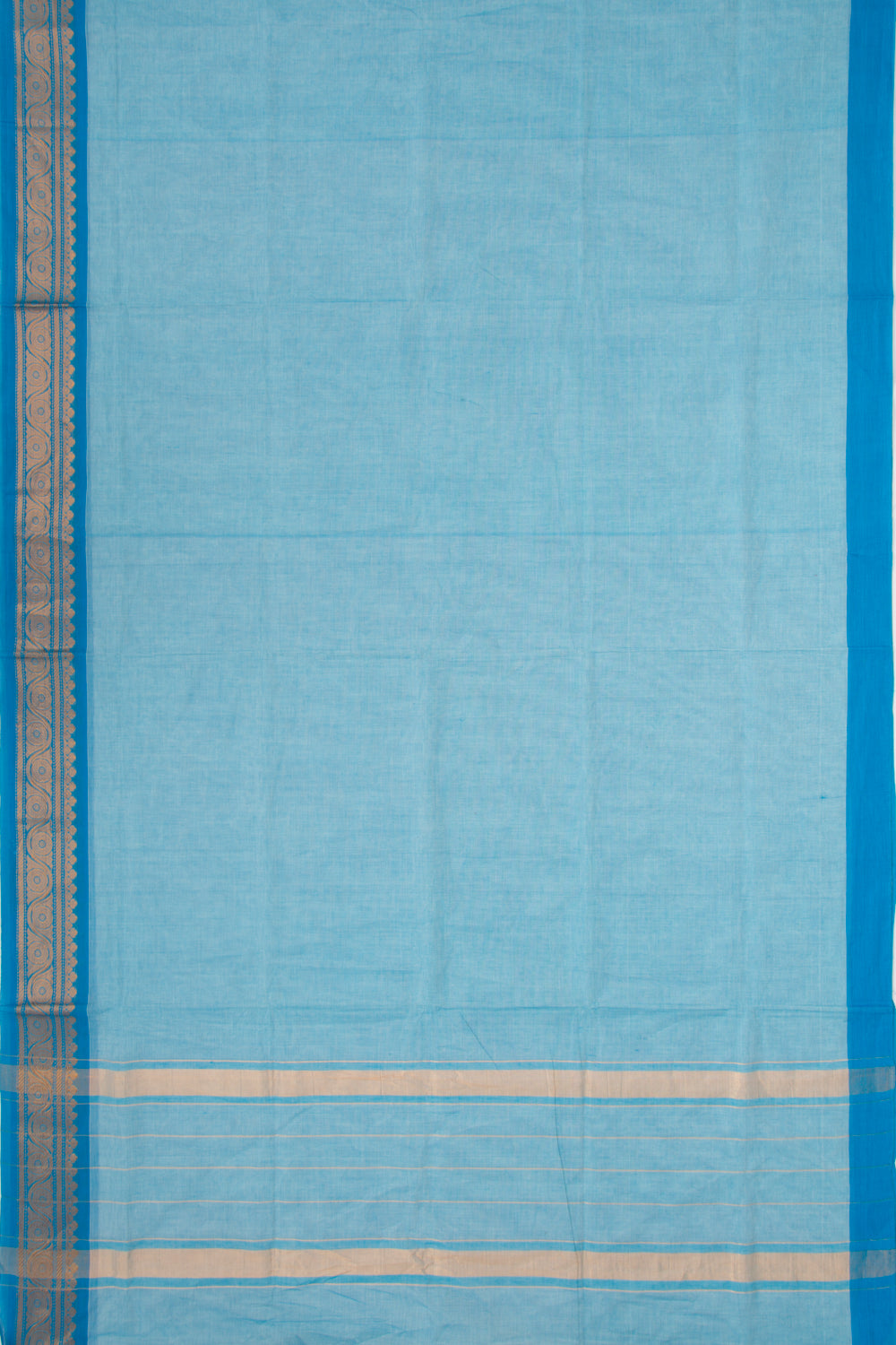 Handspun Cotton Plain Blue Saree