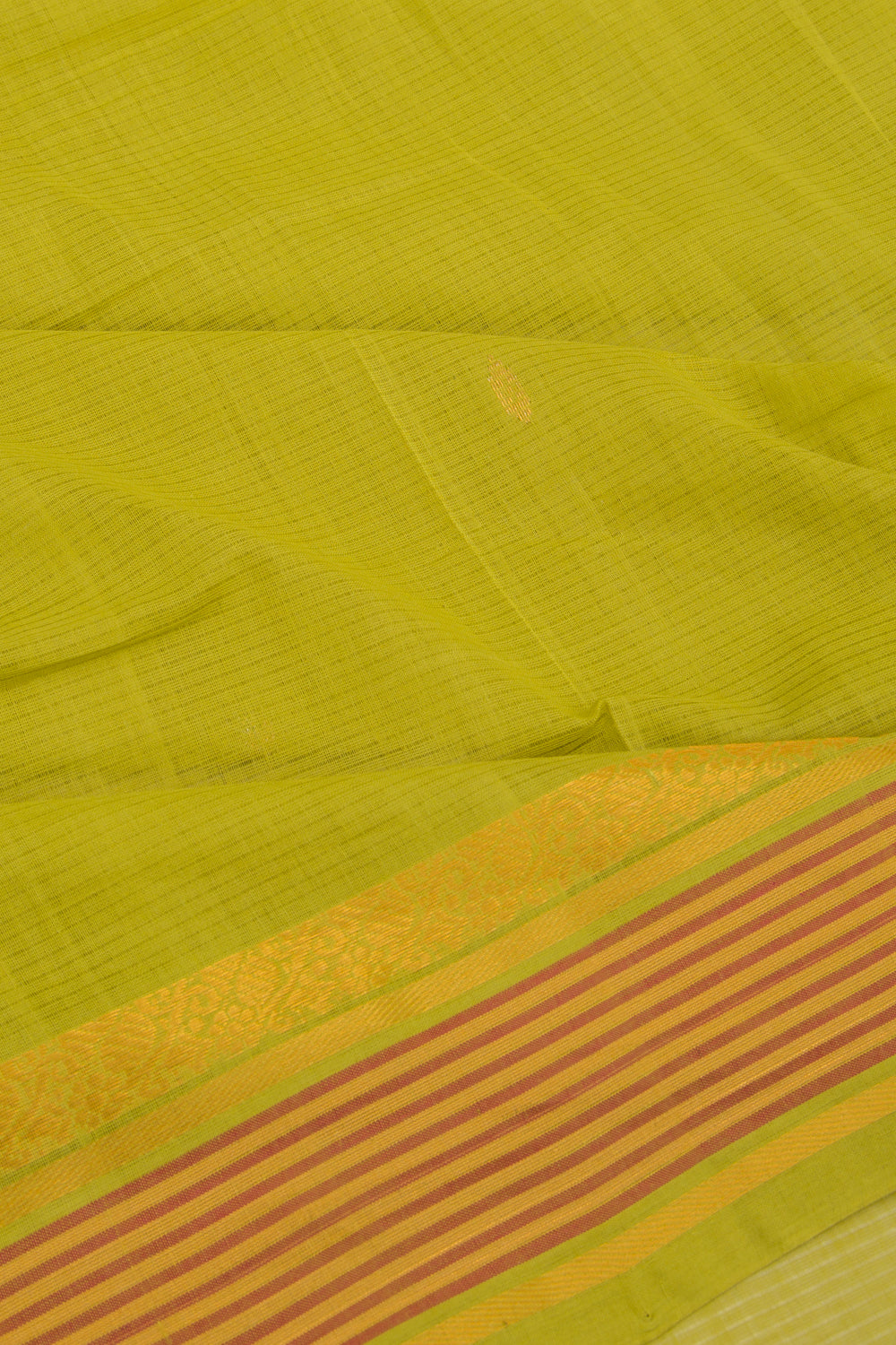 Handspun Cotton Butta Mehendi Green Saree