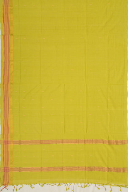 Handspun Cotton Butta Mehendi Green Saree