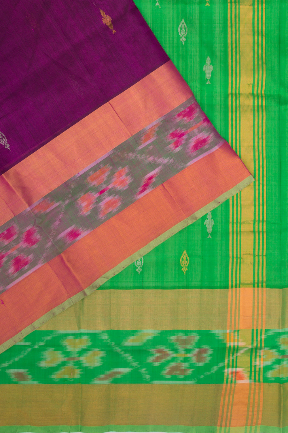 Uppada Silk Butta Purple Saree With Ikat Border