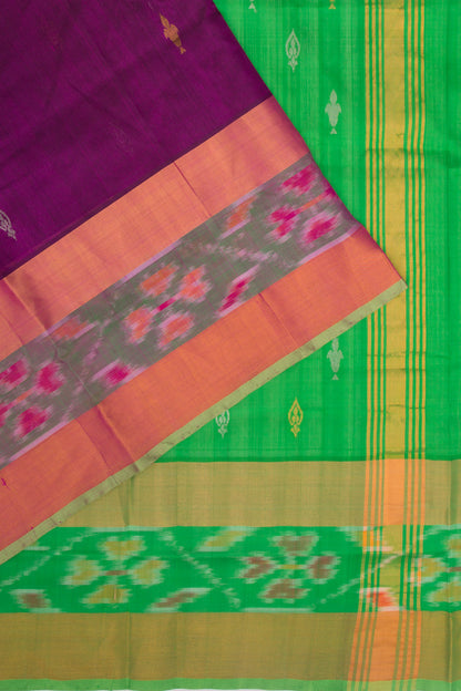 Uppada Silk Butta Purple Saree With Ikat Border
