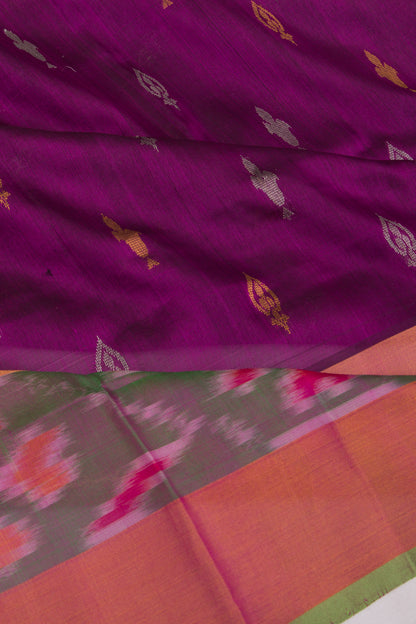 Uppada Silk Butta Purple Saree With Ikat Border