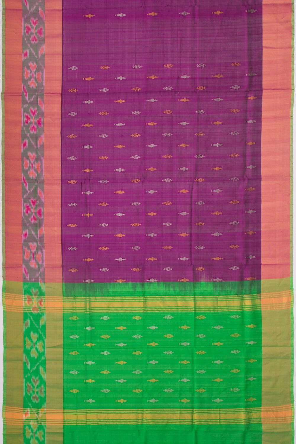 Uppada Silk Butta Purple Saree With Ikat Border