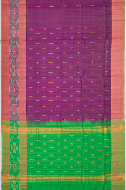 Uppada Silk Butta Purple Saree With Ikat Border