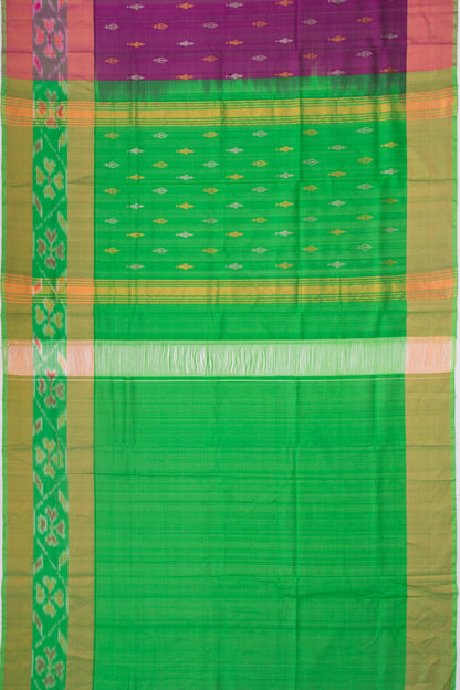 Uppada Silk Butta Purple Saree With Ikat Border