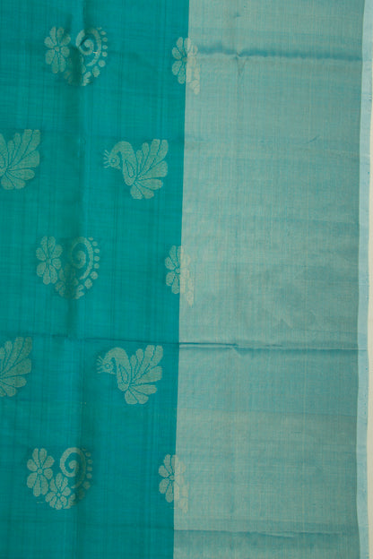 Uppada Silk Butta Teal Blue Saree