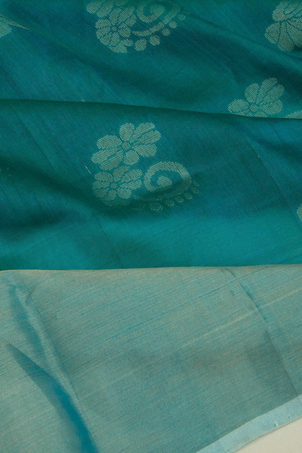 Uppada Silk Butta Teal Blue Saree