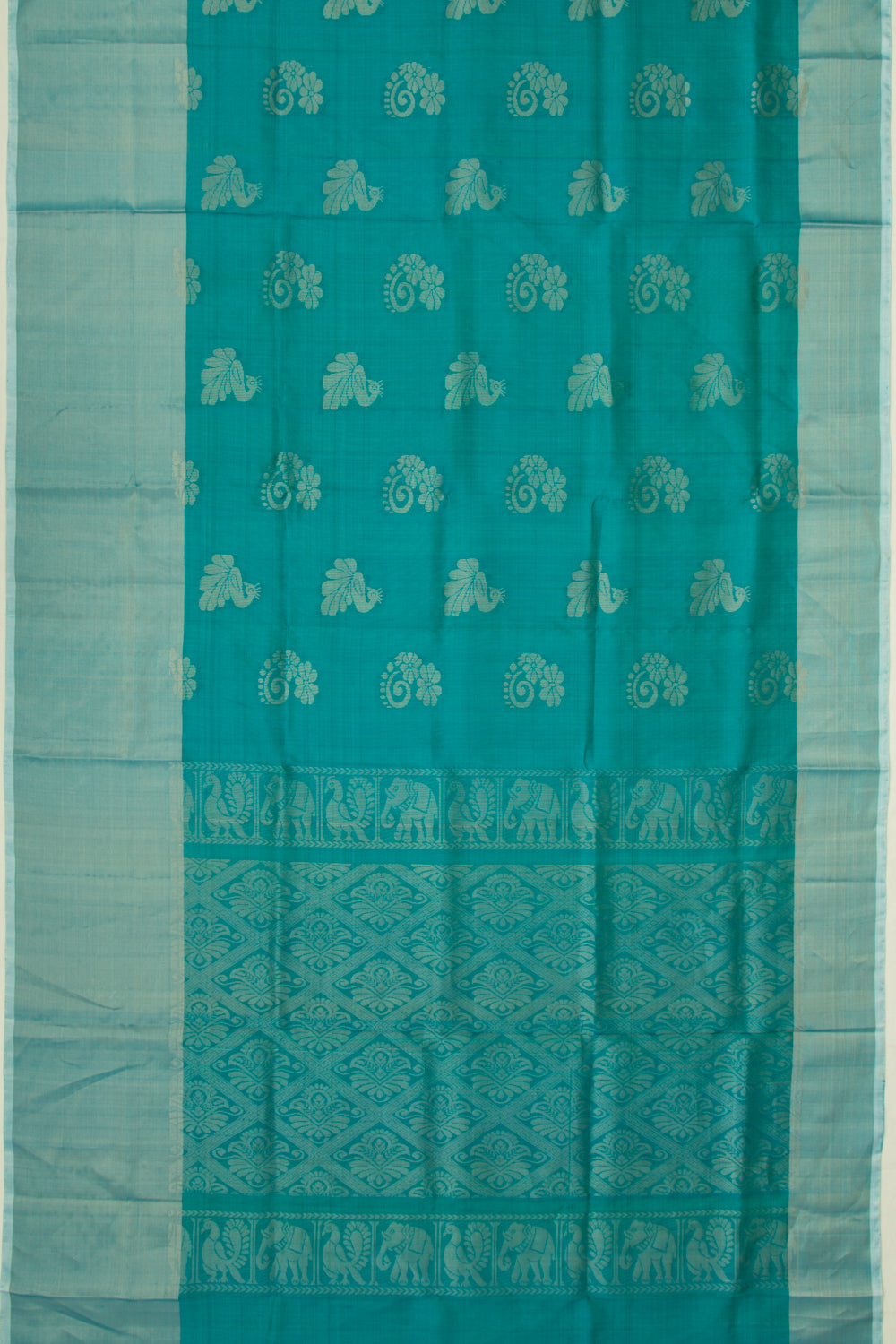 Uppada Silk Butta Teal Blue Saree
