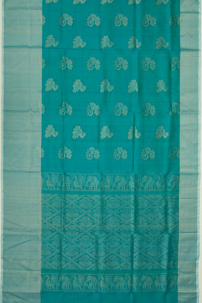 Uppada Silk Butta Teal Blue Saree
