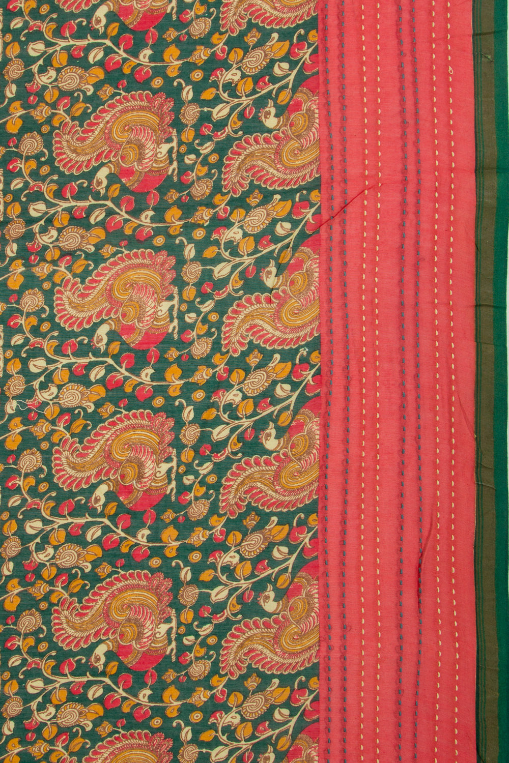 Chanderi Silk Floral Printed Green Saree