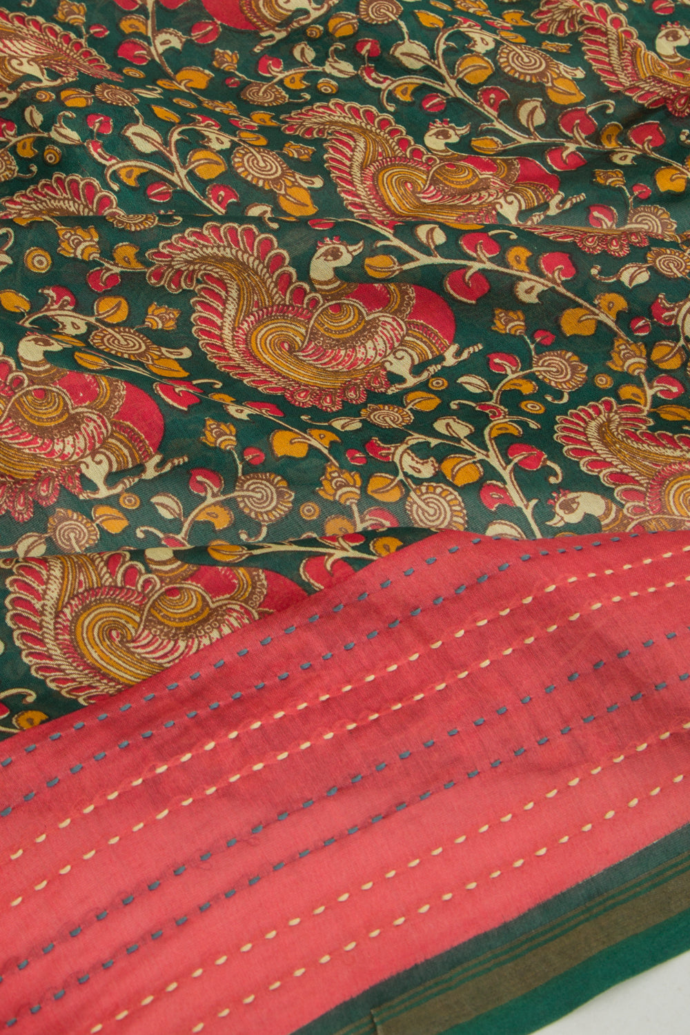 Chanderi Silk Floral Printed Green Saree