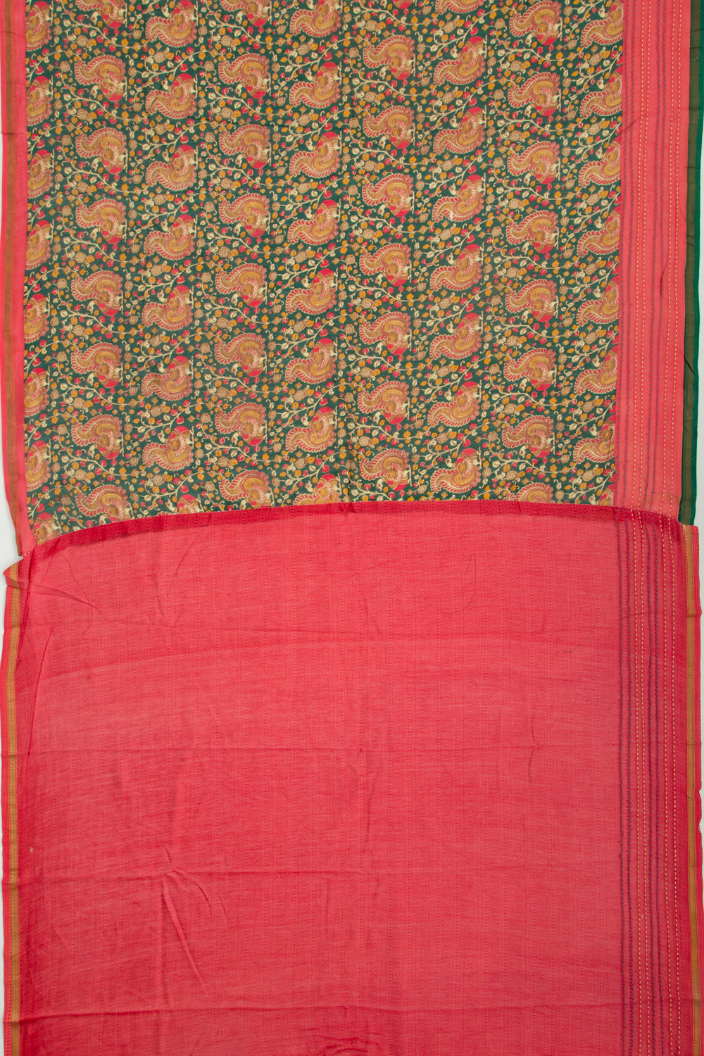 Chanderi Silk Floral Printed Green Saree