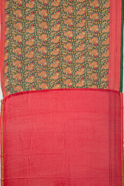 Chanderi Silk Floral Printed Green Saree