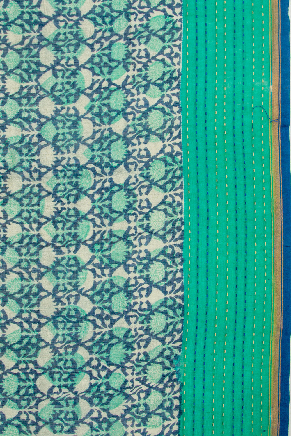 Chanderi Silk Floral Printed Green Saree