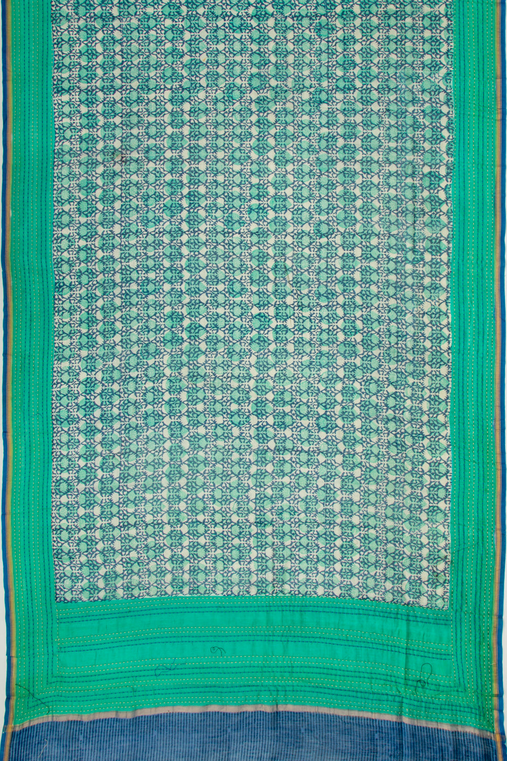 Chanderi Silk Floral Printed Green Saree